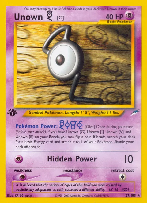 Unown [G], a Pokémon card