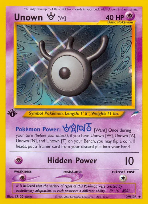 Unown [W], a Pokémon card