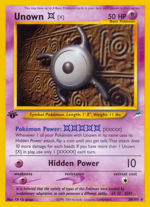Unown [X], a Pokémon card