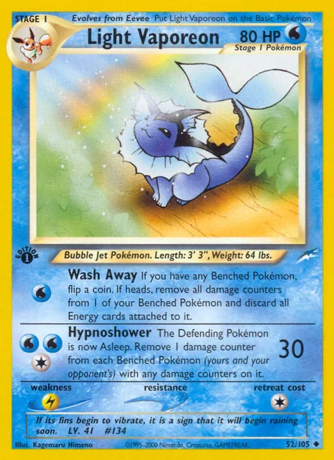 Light Vaporeon, a Pokémon card