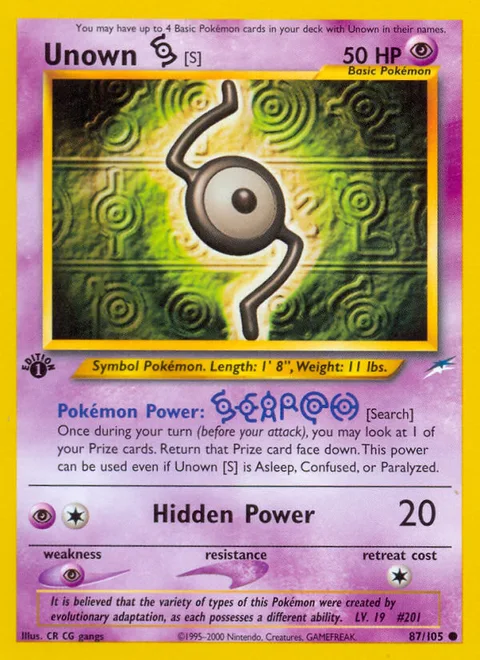 Unown [S], a Pokémon card