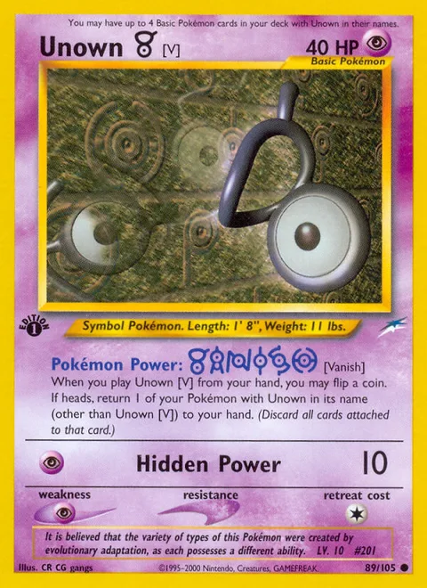 Unown [V], a Pokémon card